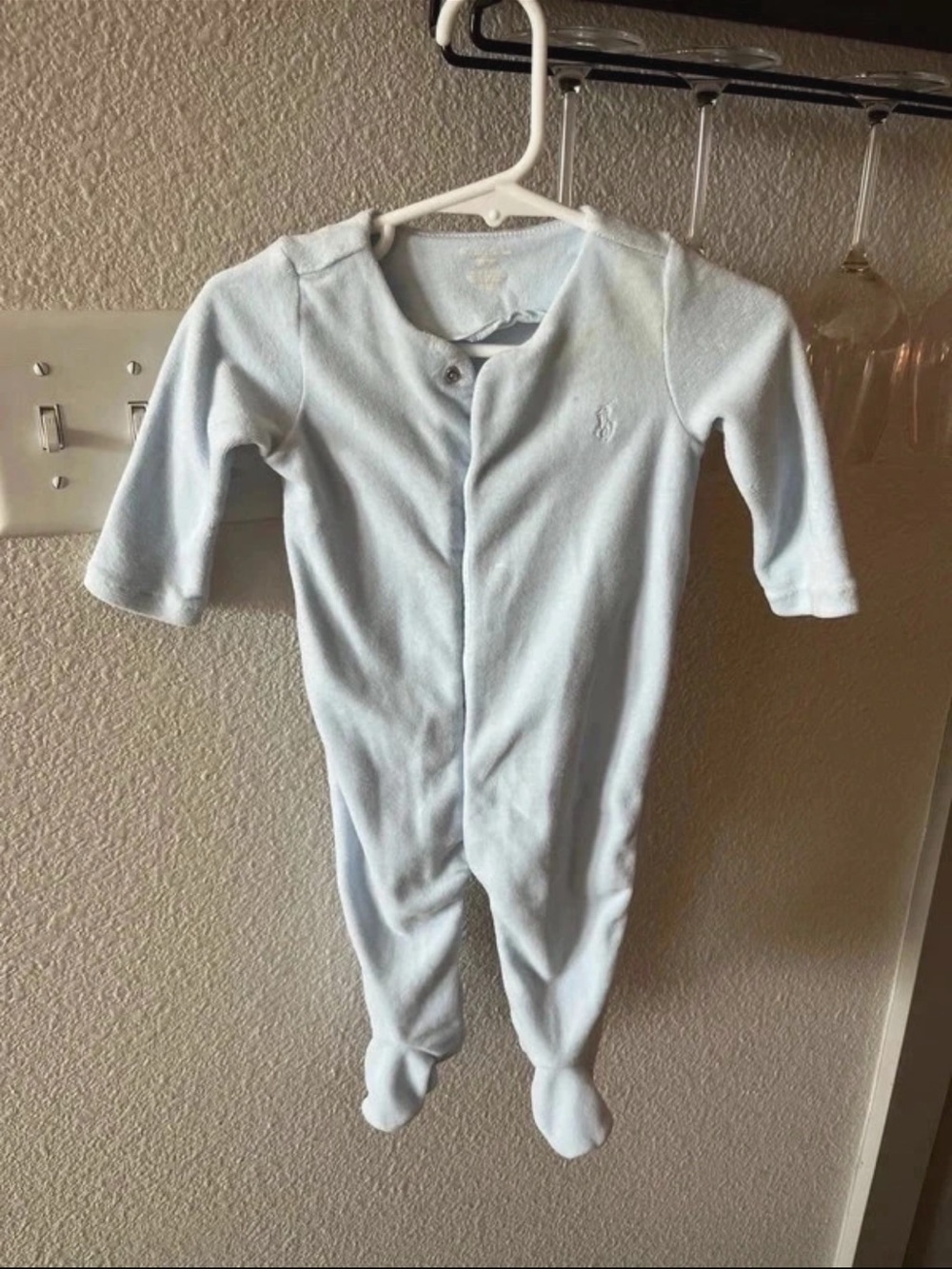 Ralph Lauren Light Blue Footed Baby One-Piece
